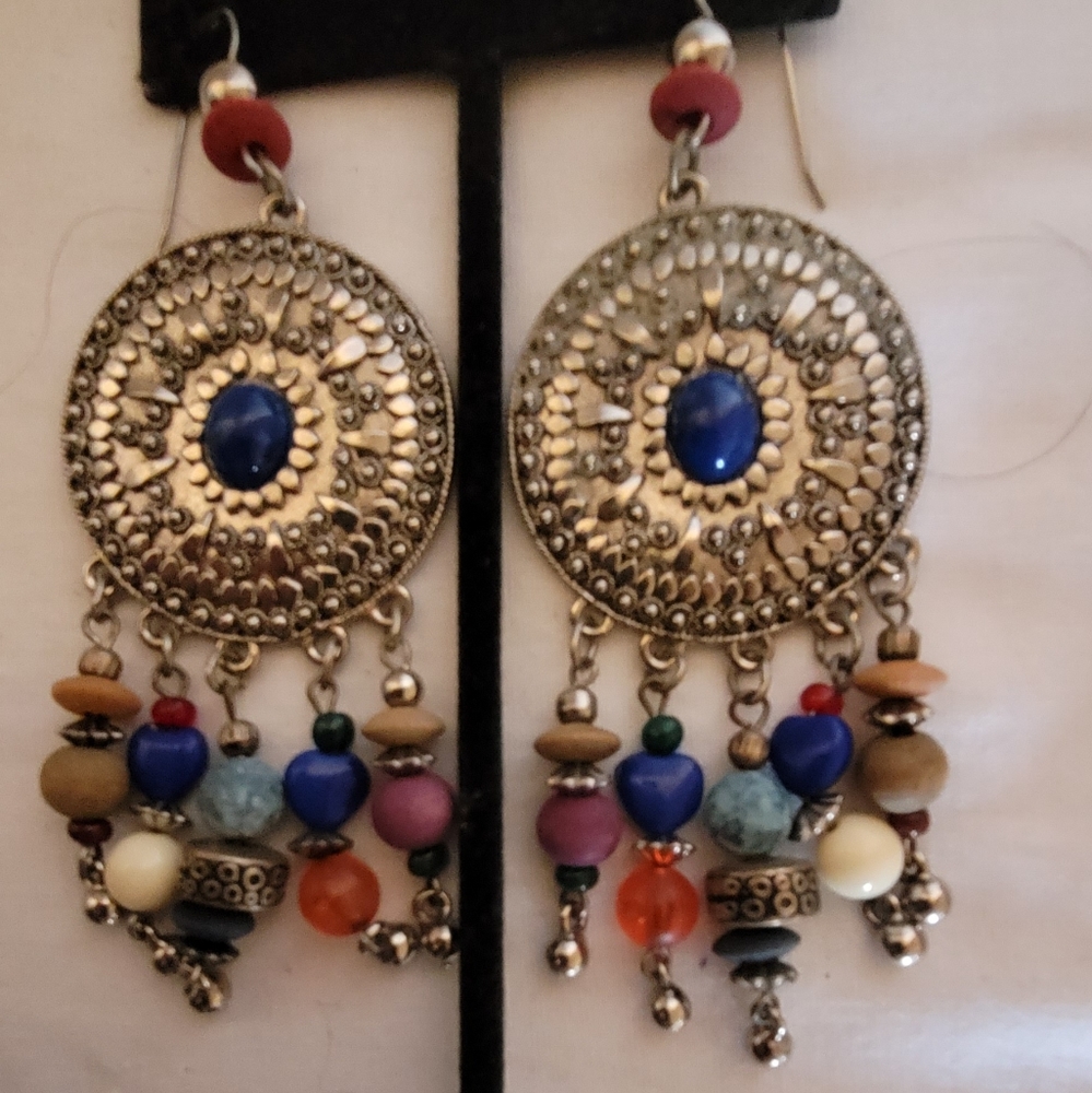 Silver/ Multicolor Dangle Earrings - image 1